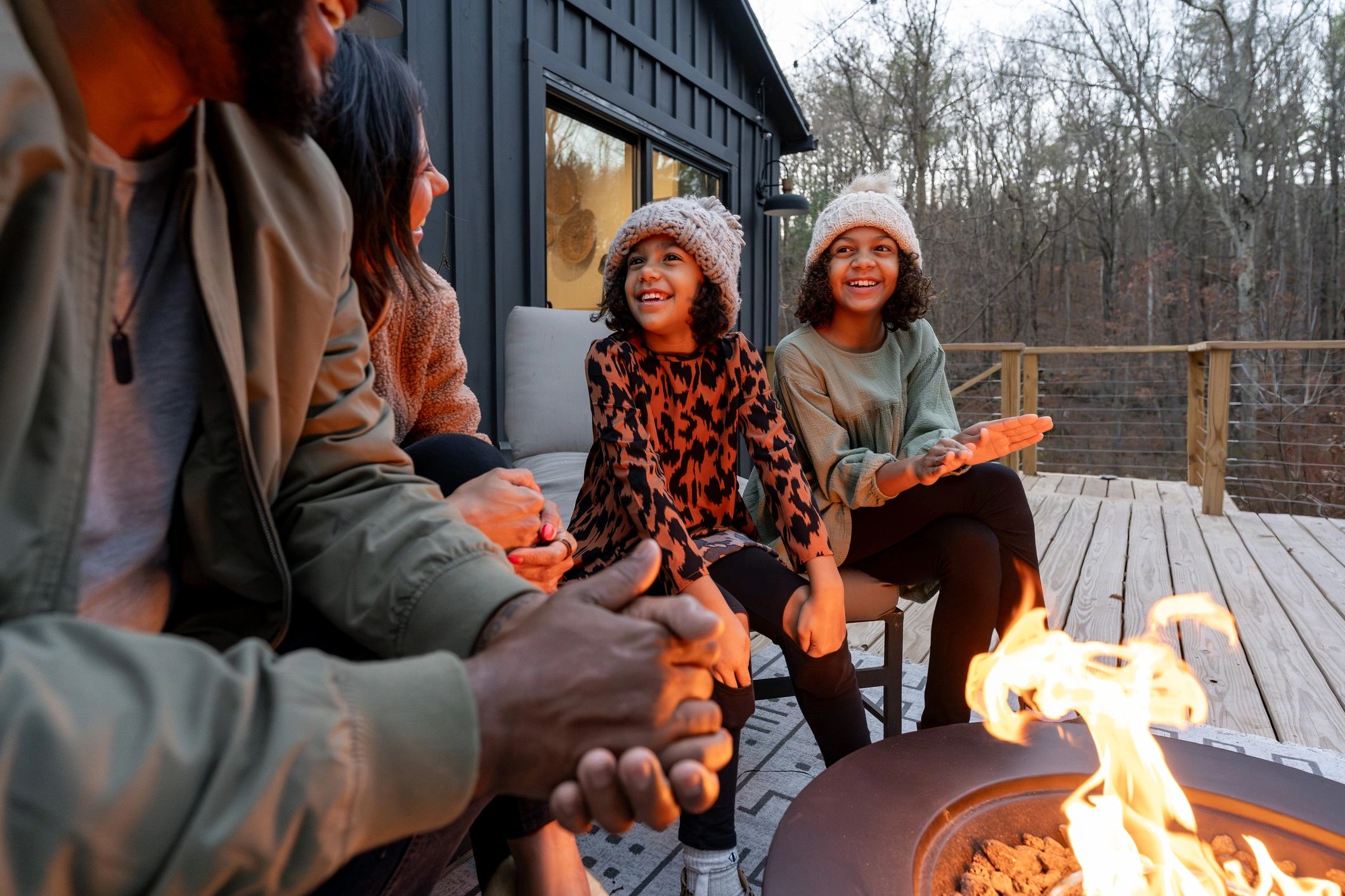 outdoor living space fire pit garden seating